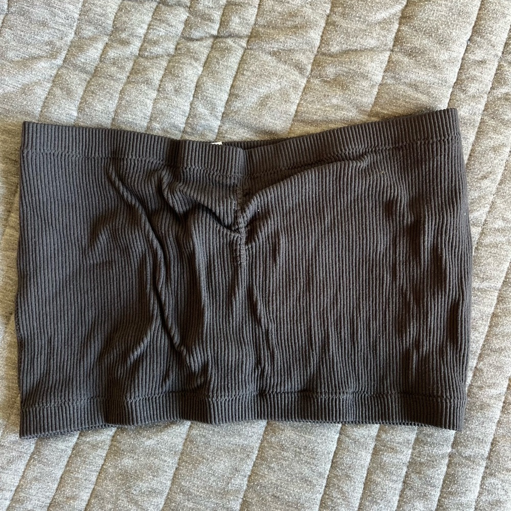 Love Tree Charcoal Ribbed Top